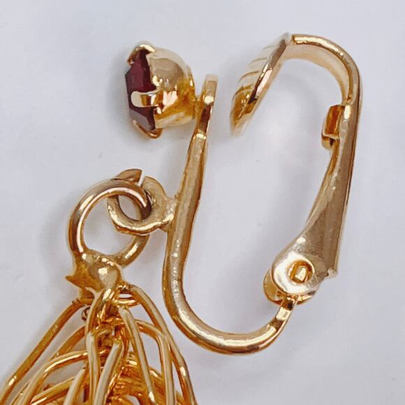 Vintage Gold Tone Rhinestone Christmas Tree Pendant Brooch Clip-On Earrings Set - Picture 6 of 9